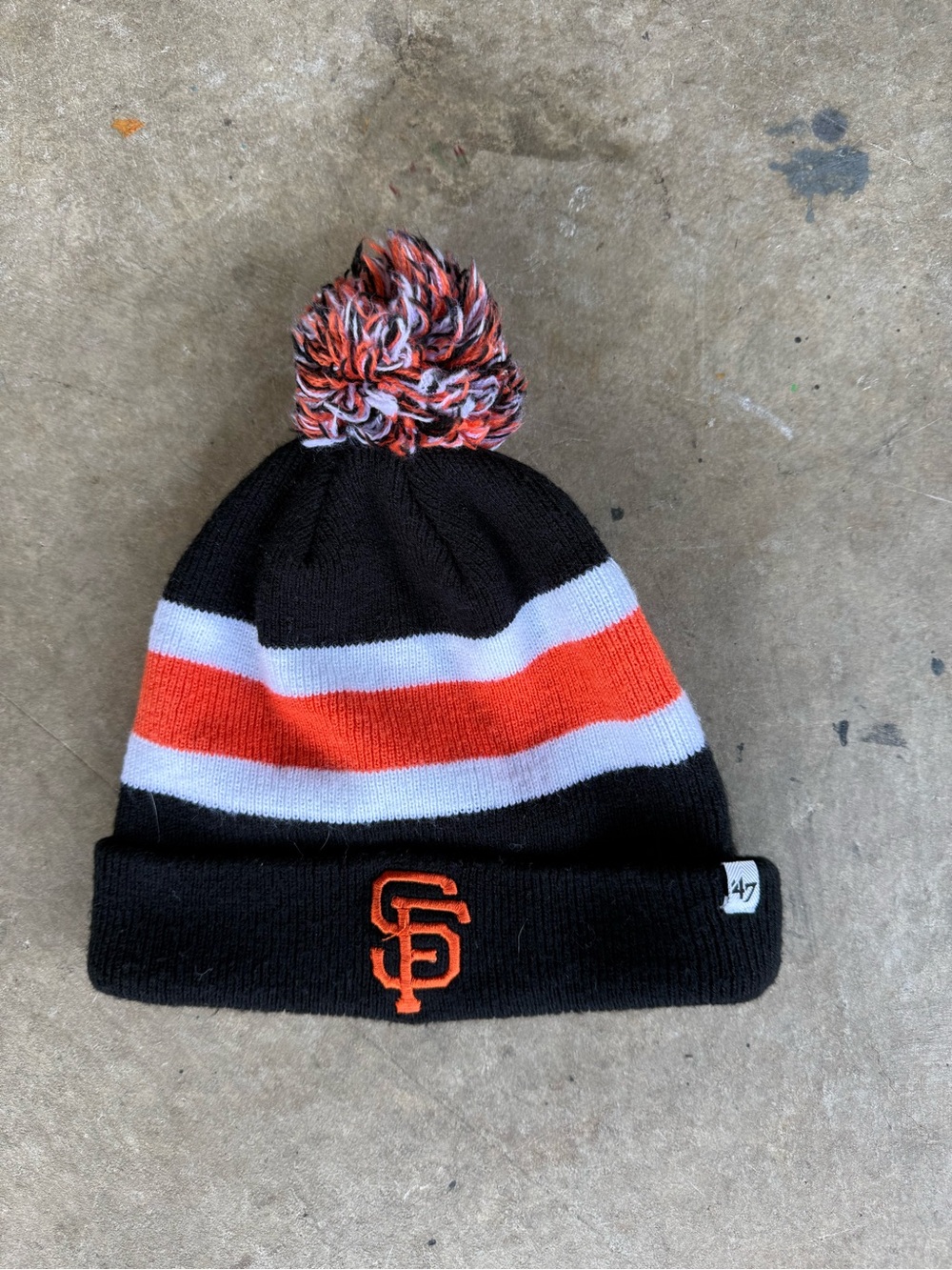 SF Giants Pom Beanie - Black & Orange
